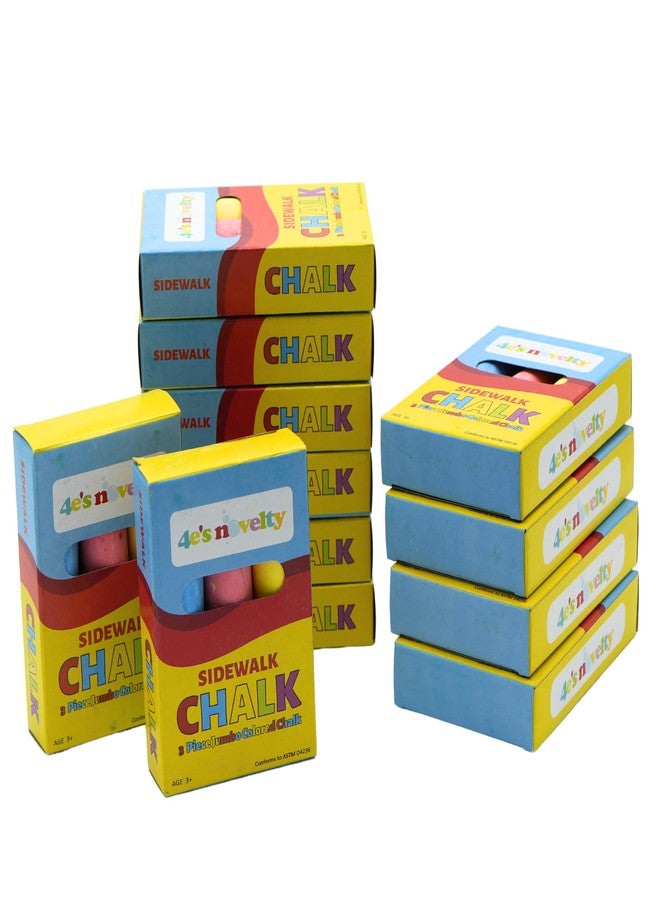 4E's Novelty 12 Boxes Sidewalk Chalk Individually Wrapped Party Favors for Kids Bulk, 3 Jumbo Sticks In Each Box, Easter Basket Stuffers, Goodie Bag Fillers Toddlers Summer Gift Toy - Image 5